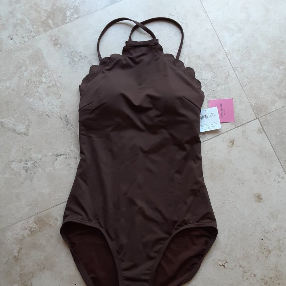 KATE SPADE marina piccola high neck one-piece swim